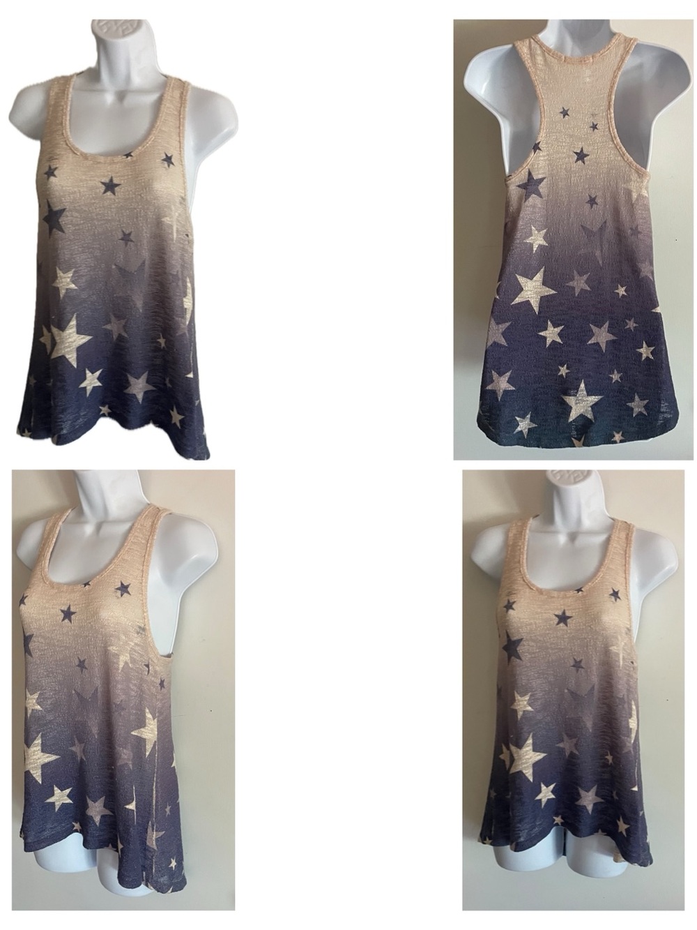 Ginger G Ombre Star Scoop Tank - Navy & Cream